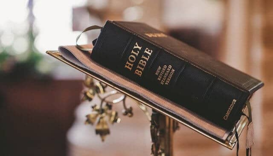A Bible resting on a stand, representing the Pre-cana program and its focus on marriage guidance and spiritual growth