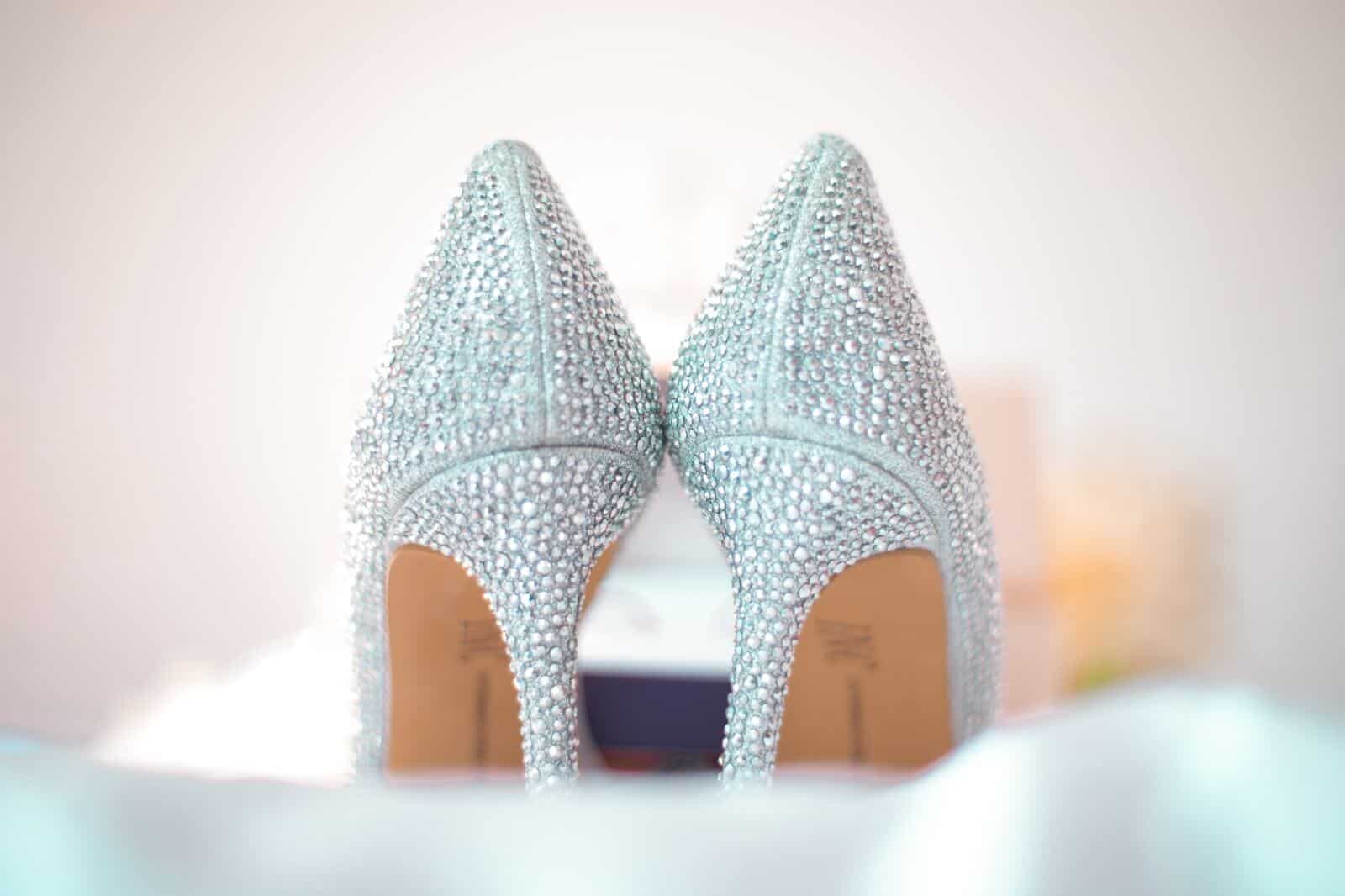 wedding glittered white shoes