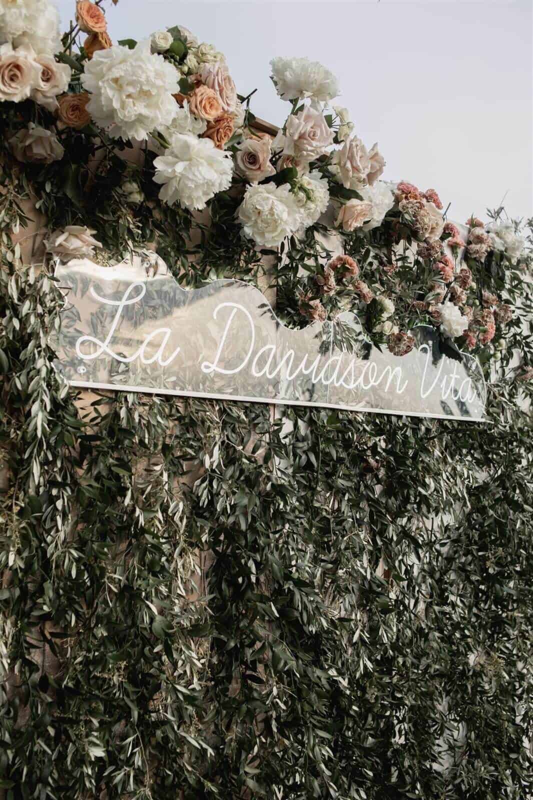 Millennial wedding logo put into flowers