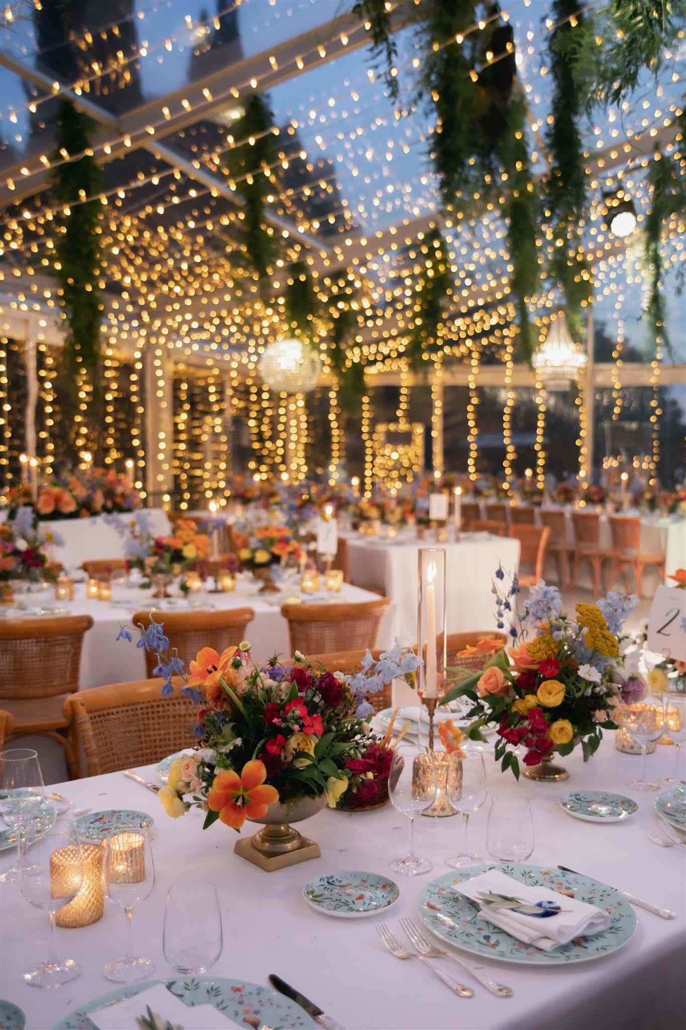Mahsa Erich flower lights wedding table