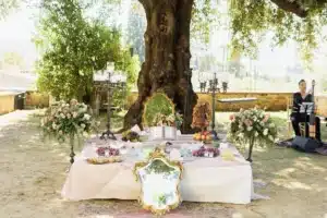 a luxury muslim wedding set up in the nature