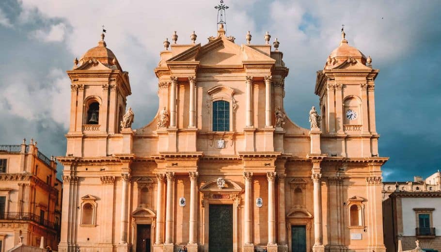 The Cathedral of Sicily, an iconic structure, symbolizes the beauty of Italian wedding traditions celebrated in the region.