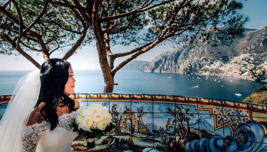 A stunning wedding scene captured at Il San Pietro di Positano on the Amalfi Coast.